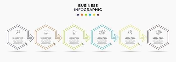 Plantilla de diseño infográfico con iconos y 6 opciones o pasos. vector