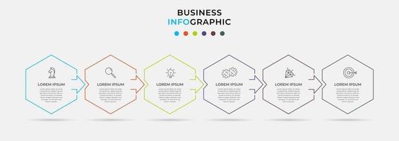 Infographic design template with icons and 6 options or steps vector