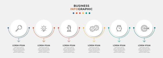 Infographic design template with icons and 6 options or steps vector