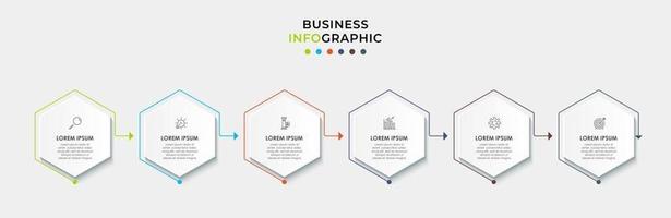 Plantilla de diseño infográfico con iconos y 6 opciones o pasos. vector