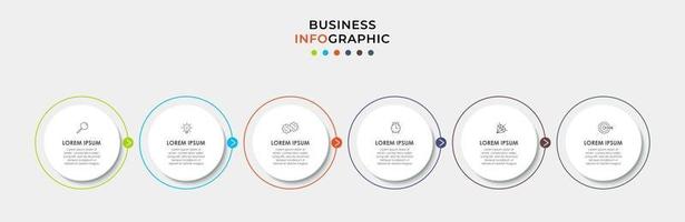 Infographic design template with icons and 6 options or steps vector