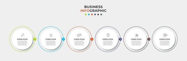 Infographic design template with icons and 6 options or steps vector