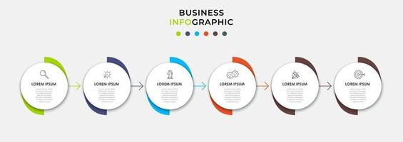 Plantilla de diseño infográfico con iconos y 6 opciones o pasos. vector