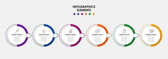 Infographic design template with icons and 6 options or steps vector