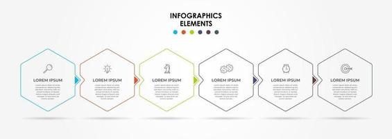 Infographic design template with icons and 6 options or steps vector