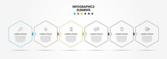 Infographic design template with icons and 6 options or steps vector