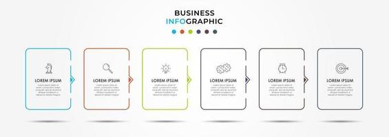 Infographic design template with icons and 6 options or steps vector