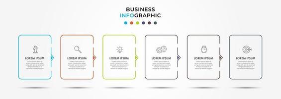 Infographic design template with icons and 6 options or steps vector