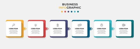 Infographic design template with icons and 6 options or steps vector