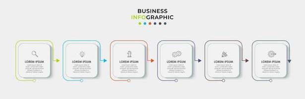 Plantilla de diseño infográfico con iconos y 6 opciones o pasos. vector