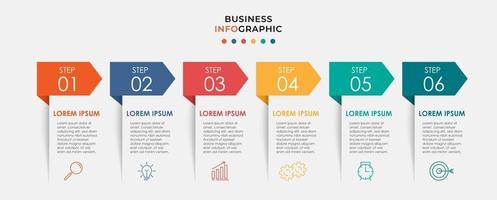 Infographic design template with icons and 6 options or steps vector