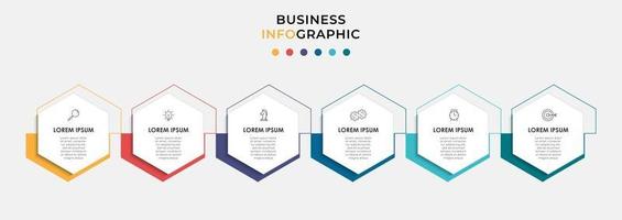 Plantilla de diseño infográfico con iconos y 6 opciones o pasos. vector