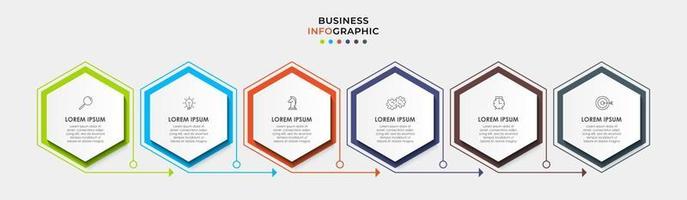 Plantilla de diseño infográfico con iconos y 6 opciones o pasos. vector