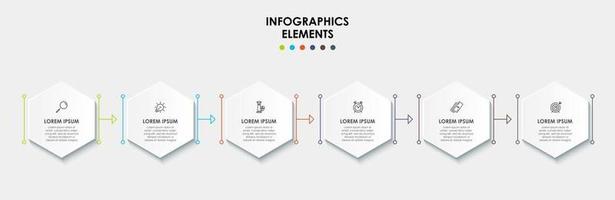 Plantilla de diseño infográfico con iconos y 6 opciones o pasos. vector