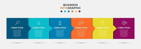 Infographic design template with icons and 6 options or steps vector