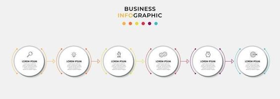 Infographic design template with icons and 6 options or steps vector