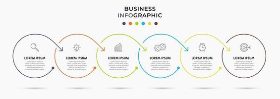 Infographic design template with icons and 6 options or steps vector