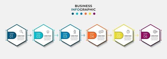 Infographic design template with icons and 6 options or steps vector