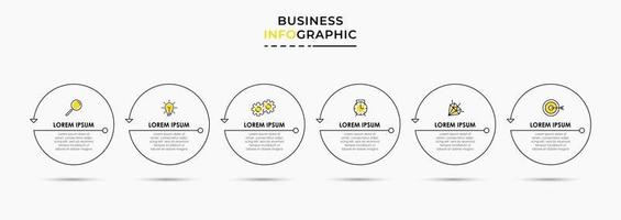 Infographic design template with icons and 6 options or steps vector