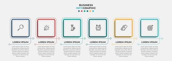 Infographic design template with icons and 6 options or steps vector