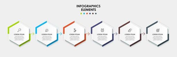 Plantilla de diseño infográfico con iconos y 6 opciones o pasos. vector