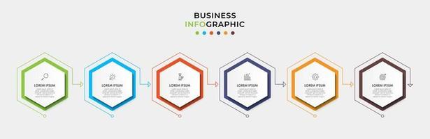 Infographic design template with icons and 6 options or steps vector