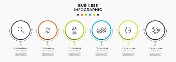 Infographic design template with icons and 6 options or steps vector