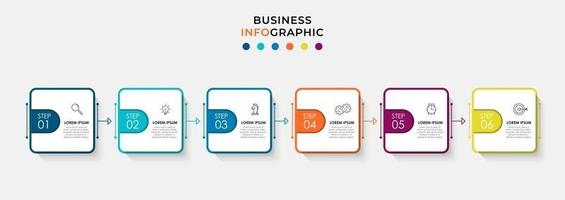 Plantilla de diseño infográfico con iconos y 6 opciones o pasos. vector