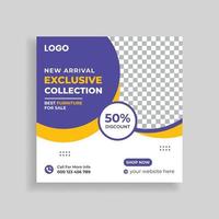 Exclusive Modern Furniture Sale Social Media Post Template Design vector