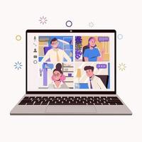 Work at home, freelance, remote work as a team. Online chatting vector