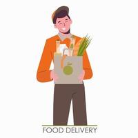 Food delivery home. Online food ordering at your address. Flat vector