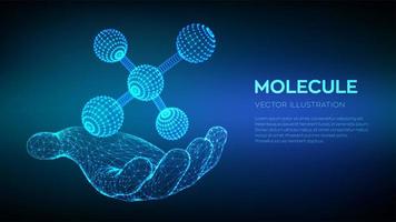 Molecule in hand. Dna, atom, neurons. vector