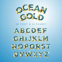 Blue OCEAN GOLD type set style modern. vector