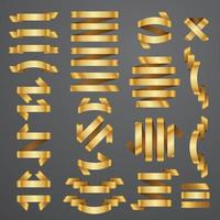 25 Golden ribbons set collection vector