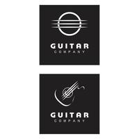Cruz de guitarra música banda emblema sello diseño de logotipo retro vintage vector