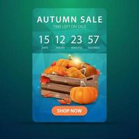 Autumn web banner with countdown to the end of the sale vector