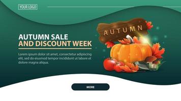 Autumn sale and discount week, banner with harvest of vegetables vector