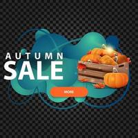 banner web de descuento de otoño en forma de lámpara de lava con calabazas maduras vector