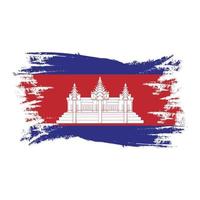 Bandera de Camboya con ilustración de vector de diseño de estilo de pincel de acuarela