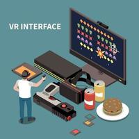 VR Interface Isometric Poster Vector Illustration