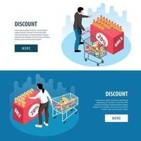 Isometric Supermarket Banners Set Vector Illustration