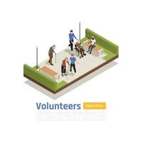 Volunteers In Park Background Vector Illustration