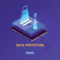 Ilustración de vector de fondo de bloqueo de protección de datos