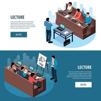 Lecture Horizontal Banners Set Vector Illustration