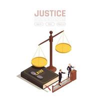 Justicia pesa ilustración de vector de fondo isométrico