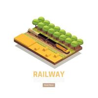 Railway Fields Isometric Background Vector Illustration