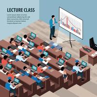 Professors Lecture Isometric Background Vector Illustration