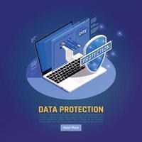 Ilustración de vector de fondo isométrico de datos gdpr