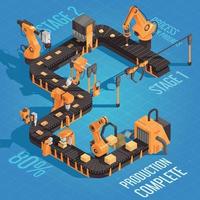 Isometric Robot Automation Production Illustration Vector Illustration