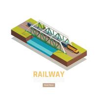 Ilustración de vector de fondo de puente ferroviario isométrico